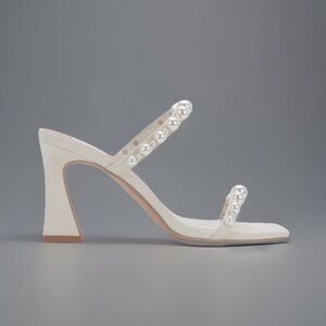 Dolce Vita White Heels with Pearl Accents